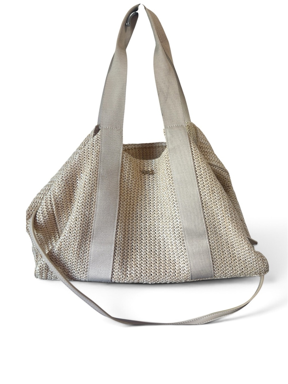 Woven Beige Tote Bag with Wide Straps